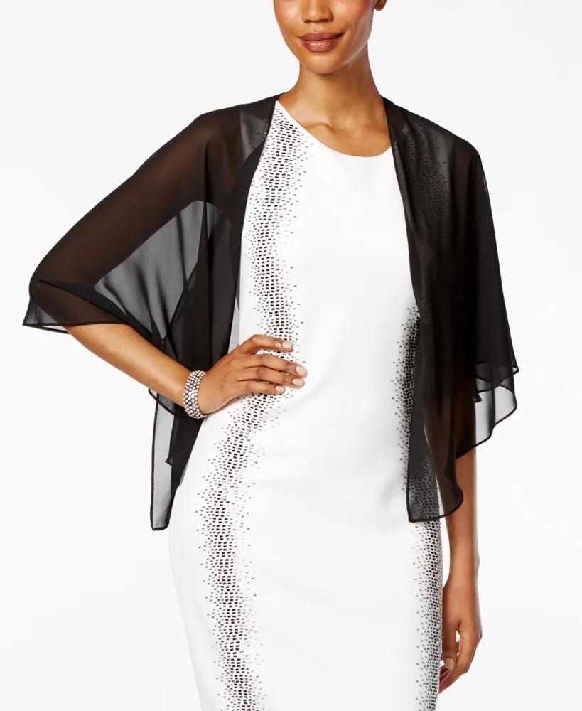 Metallic-Trim Capelet Sheath Dress