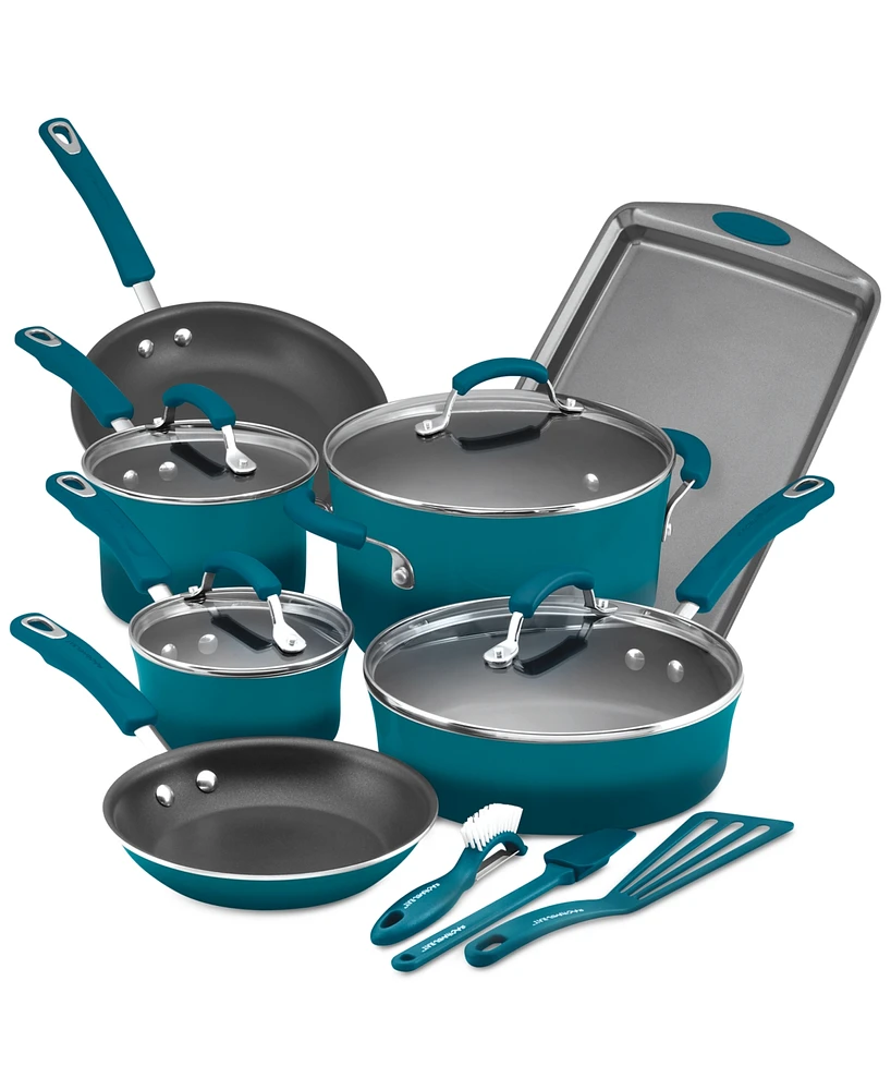 Rachael Ray Classic Brights Hard Enamel Nonstick Cookware Set, 14-Piece