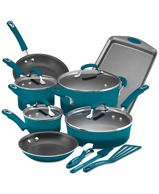 Rachael Ray Classic Brights Hard Enamel Nonstick Cookware Set, 14-Piece