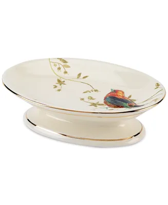 Avanti Gilded Birds Gold-Accent Ceramic Soap Dish
