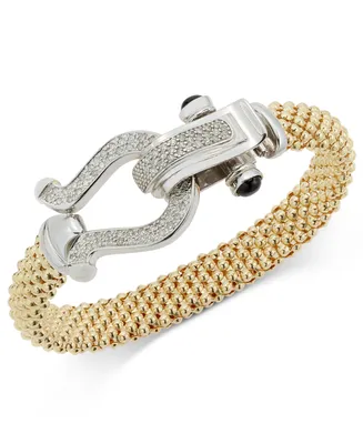 Diamond Horseshoe Clasp Mesh Bracelet (5/8 ct. t.w.) 14k Gold-Plated Sterling Silver or Rose Gold