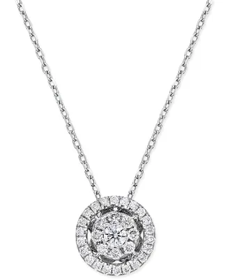 Diamond Cluster Halo Pendant Necklace (1/4 ct. t.w.) in 14k White Gold