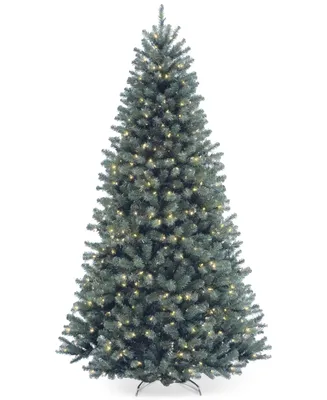 National Tree Company 7.5' North Valley Spruce Blue Hinged Christmas Tree with 700 Clear Lights