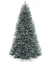 National Tree Company 7.5' North Valley Spruce Blue Hinged Christmas Tree with 700 Clear Lights