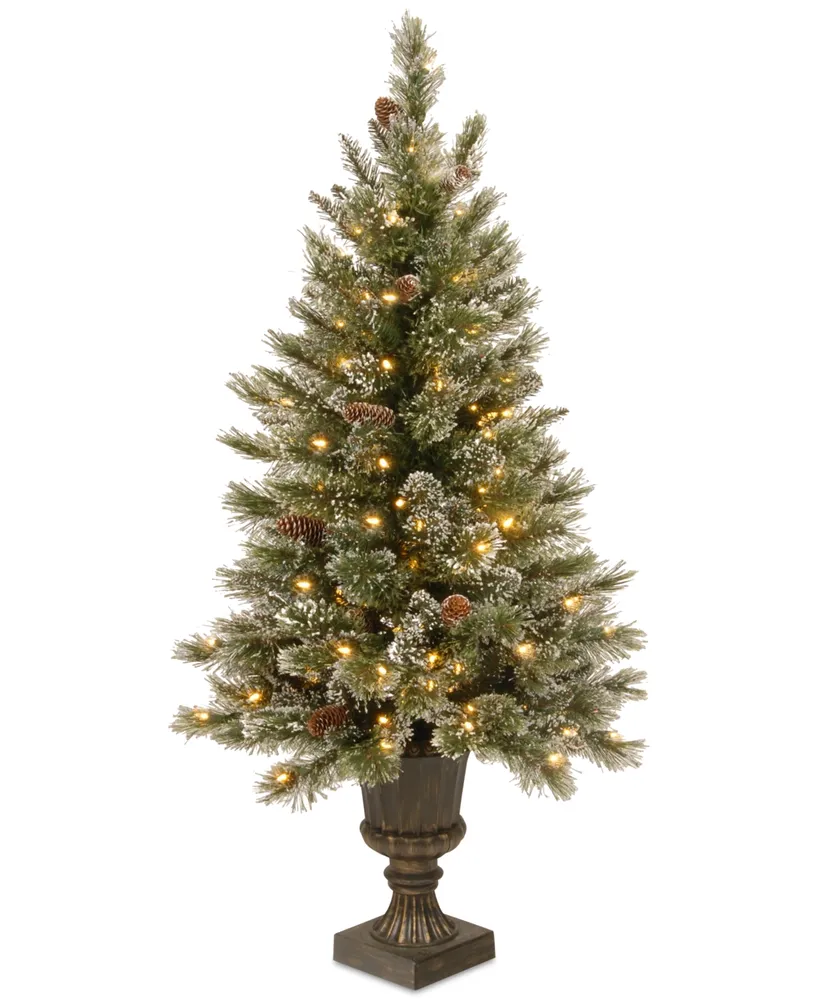 National Tree Company 4' Glittery Bristle Pine Entrance Tree with 100 Clear Lights