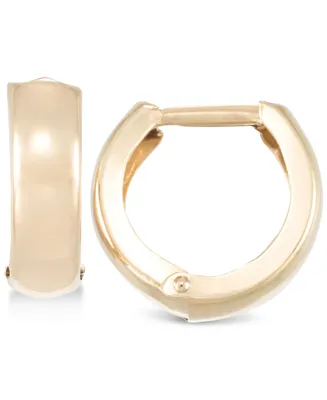 Polished Wide Huggie Hoop Earrings in 10k Gold