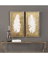 Uttermost White Feathers 2-Pc. Shadow Box Wall Art