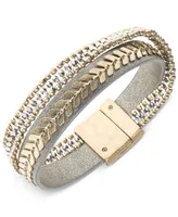 lonna & lilly Two-Tone Leather Multi-Row Flex Bracelet