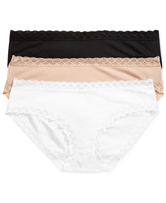 Natori Bliss Lace-Trim Cotton Brief Underwear 3-Pack 156058MP