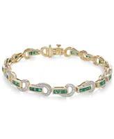 Emerald (2-1/2 ct. t.w.) and Diamond (5/8 ct. t.w.) Swirl Link Bracelet in 14k Gold