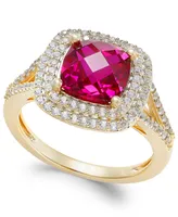 Lab-Grown Ruby (2-1/2 ct. t.w.) and White Sapphire (1/2 Ring 14k Gold-Plated Sterling Silver