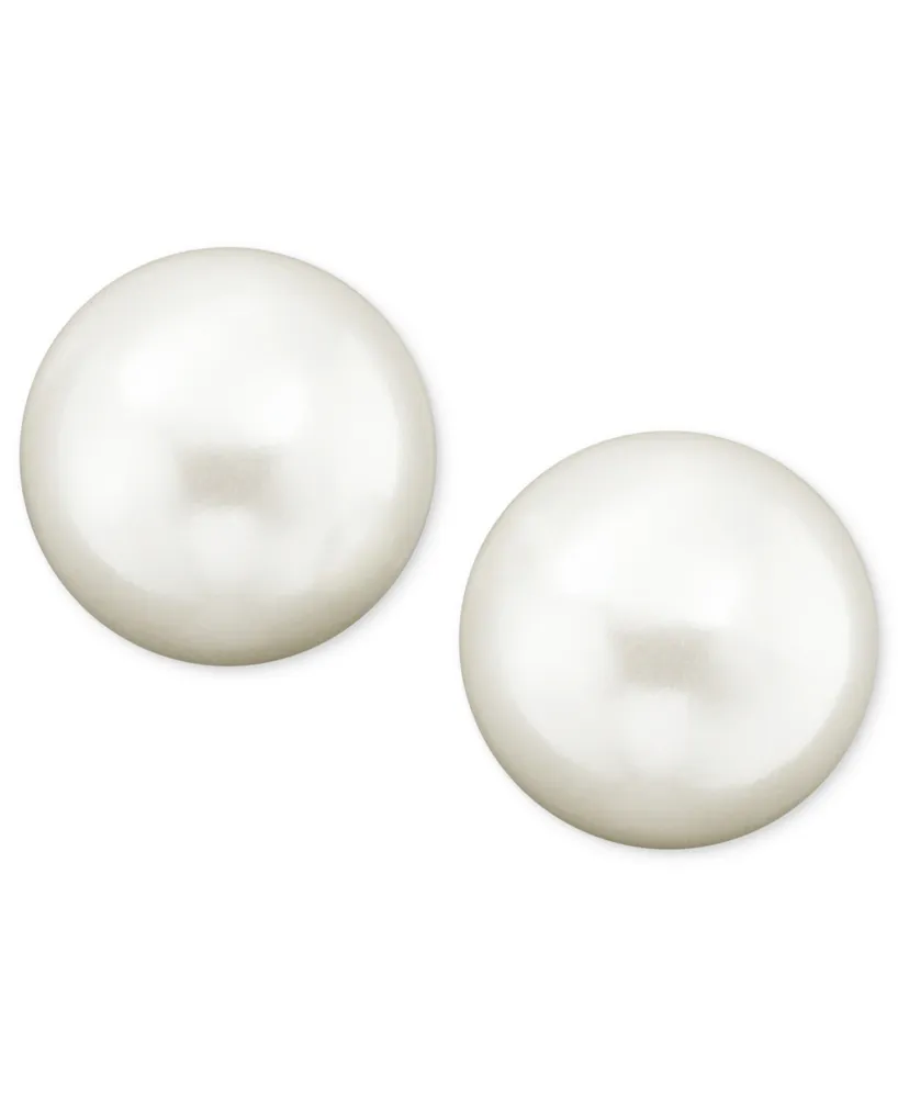 Lauren Ralph Lauren Sterling Silver Plated Glass Pearl Stud (10mm) Earrings