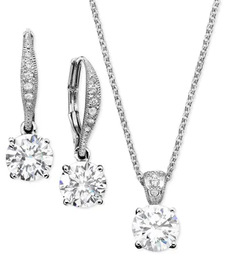 Eliot Danori Cubic Zirconia Solitaire Pendant Necklace and Matching Drop Earrings Set, Created for Macy's