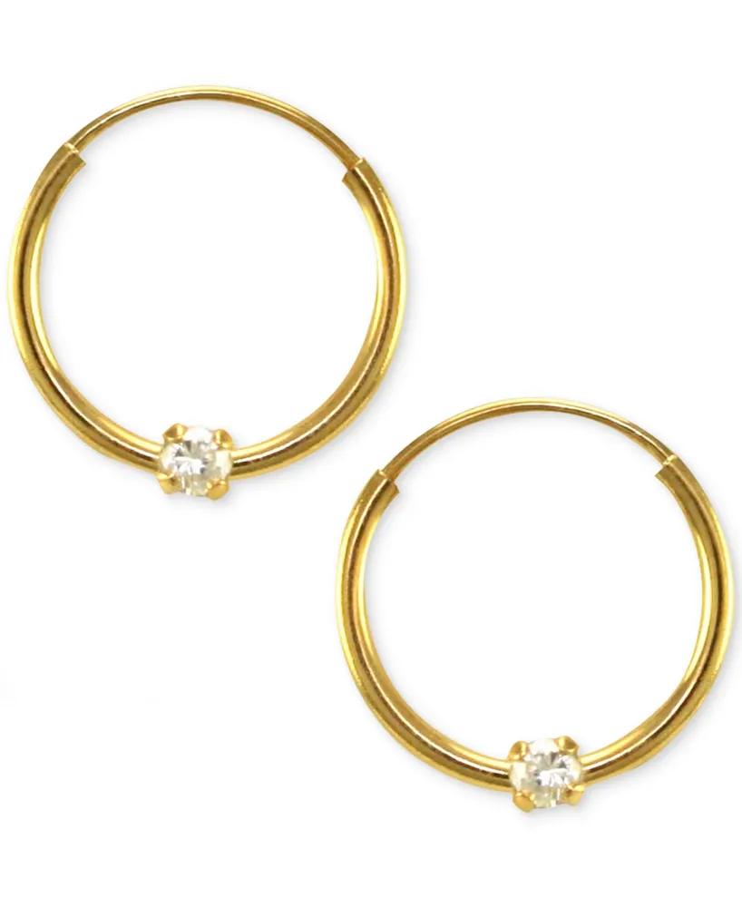 Children's Cubic Zirconia Accent Endless Hoop Earrings in 14K Yellow Gold (2mm)