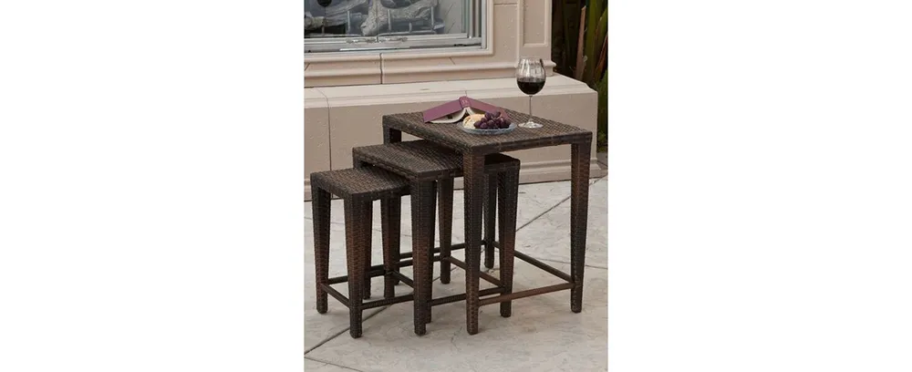 Aldin Set of 3 Outdoor Wicker Nested Tables