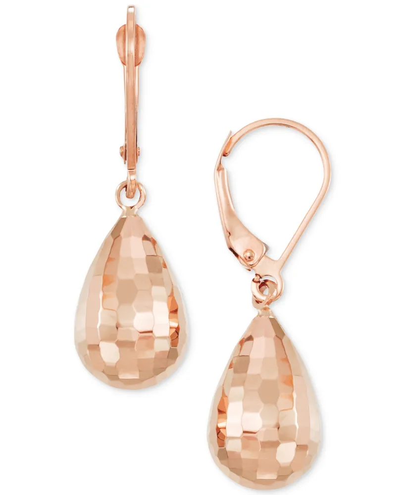 Textured Teardrop Drop Earrings in 14k Rose Gold