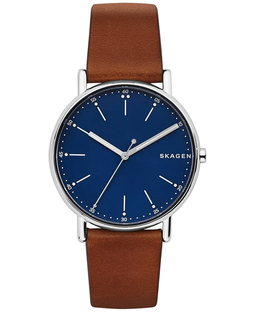 Skagen Men's Signatur Brown Leather Strap Watch 40mm SKW6355