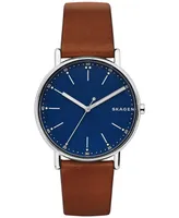 Skagen Men's Signatur Brown Leather Strap Watch 40mm SKW6355