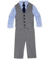Nautica Baby Boys Sharkskin Suit Vest, Pants, Shirt and Tie, 4 Piece Set