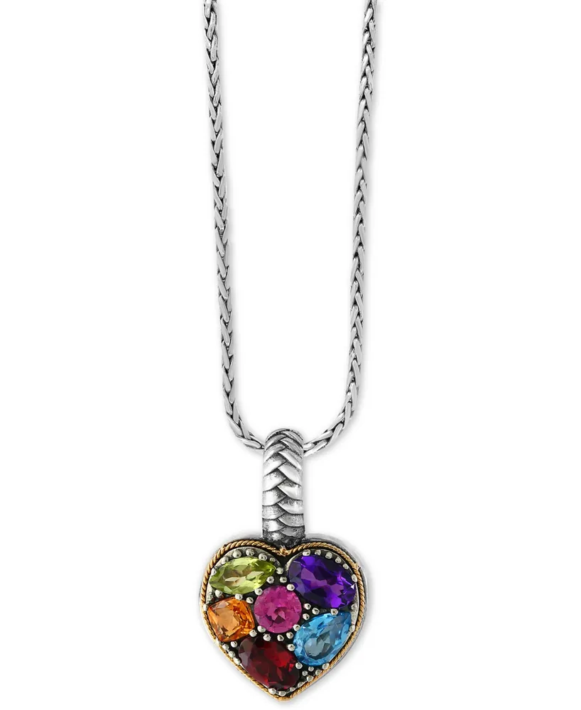 Effy Balissima Multi-Gemstone Pendant Necklace (2 ct. t.w.) in Sterling Silver and 18k Gold - Two