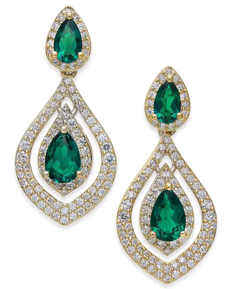 Ruby (1-1/2 ct. t.w.) & Diamond (3/4 Drop Earrings 14k Gold (Also available Emerald)