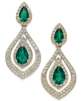 Ruby (1-1/2 ct. t.w.) & Diamond (3/4 Drop Earrings 14k Gold (Also available Emerald)