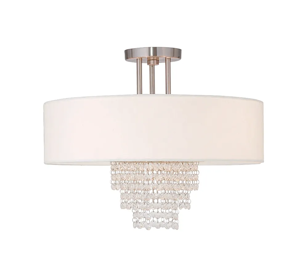 Livex Carlisle 18'' Brushed Nickel Semi Flush