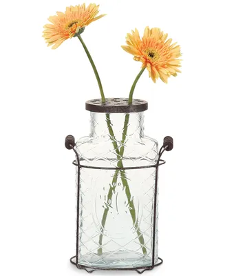 Glass Vase with Metal Frog Lid