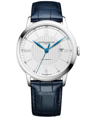 Baume & Mercier Men's Swiss Automatic Classima Navy Leather Strap Watch 42mm M0A10333