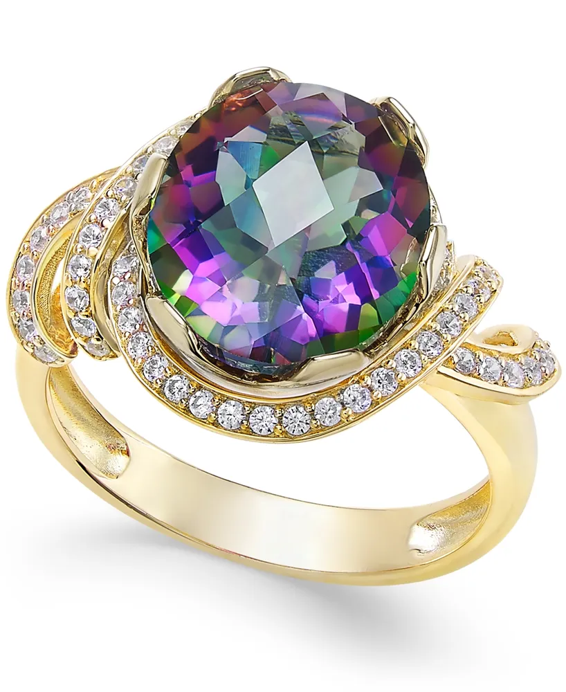 Mystic Topaz (4-9/10 ct. t.w.) and White Topaz (1/3 ct. t.w.) Ring in 14k Gold-Plated Sterling Silver