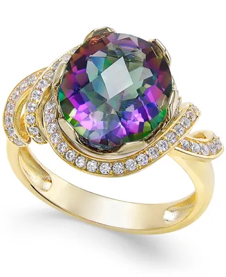 Mystic Topaz (4-9/10 ct. t.w.) and White Topaz (1/3 ct. t.w.) Ring in 14k Gold-Plated Sterling Silver