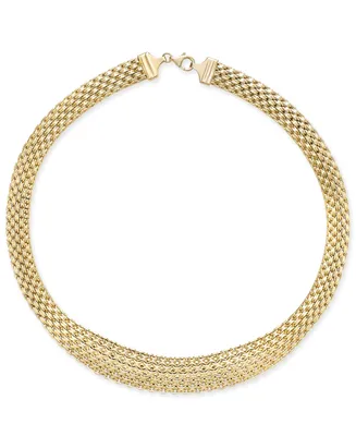 Italian Gold Wide Mesh Graduated 18" Statement Necklace 14k Yellow (Also White Gold)