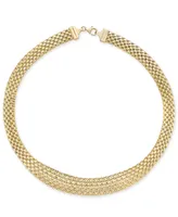 Italian Gold Wide Mesh Graduated 18" Statement Necklace 14k Yellow (Also White Gold)