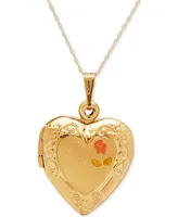 Engraved Heart Locket 18" Pendant Necklace in 10k Gold