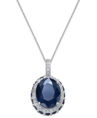 Sapphire (3-9/10 ct. t.w.) and White Sapphire (1/6 ct. t.w.) Pendant Necklace in 10k White Gold