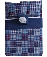 My World Reversible 4-Pc. Navy Plaid Patchwork Full Quilt Set
