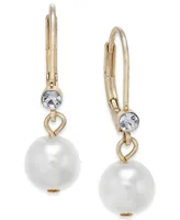 Charter Club Pave & Imitation Pearl Drop Earrings, Created for Macy's