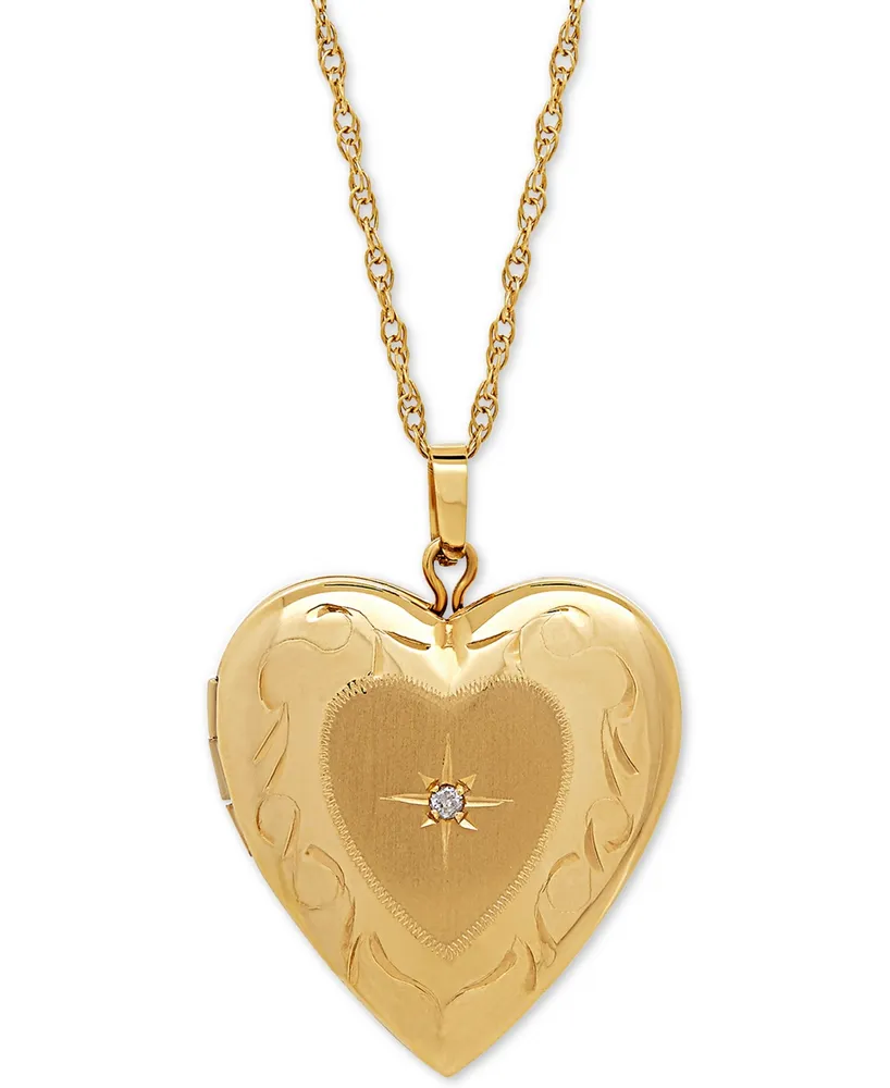 Diamond Accent Heart Locket 18" Pendant Necklace in 10k Gold