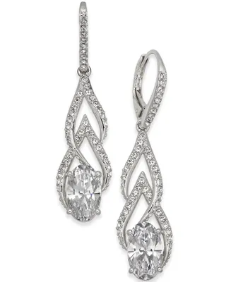 Eliot Danori Silver-Tone Crystal & Pave Drop Earrings, Created for Macy's
