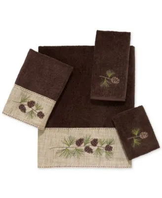 Avanti Pine Branch Embroidered Cotton Bath Towels
