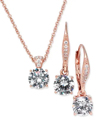 Eliot Danori Cubic Zirconia Solitaire Pendant Necklace and Matching Drop Earrings Set, Created for Macy's
