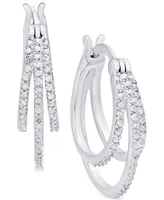 Diamond Triple Hoop Earrings (1/10 ct. t.w.) in Sterling Silver