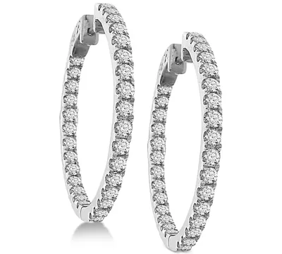 Diamond and Out Hoop Earrings (3 ct. t.w.) 14k White or Yellow Gold