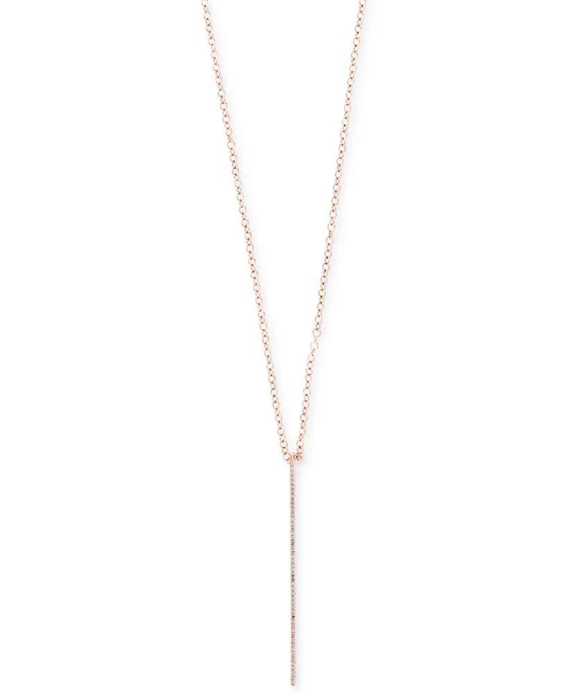 Pave Rose by Effy Diamond Vertical Bar Pendant Necklace (1/8 ct. t.w.) 14k Rose, Yellow, and White Gold
