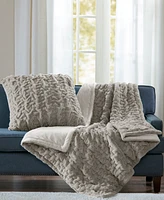 Madison Park Ruched Reversible Faux-Fur Throw, 50" x 60"