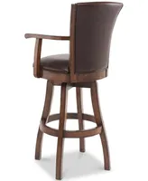 Raleigh Arm 26" Counter Height Swivel Wood Barstool in Chestnut Finish and Kahlua Faux Leather