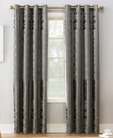 Sun Zero Elidah Textured Velvet Medallion 50" x 84" Blackout Grommet Curtain Panel