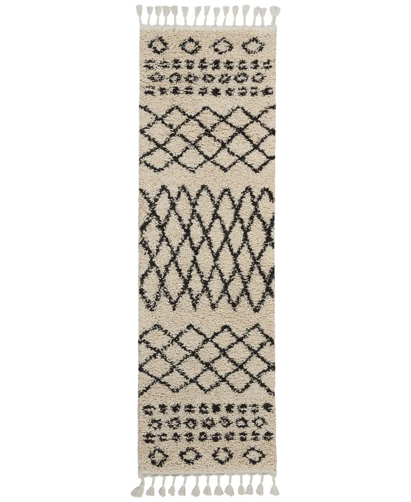 Closeout! Nourison Home Moroccan Shag MRS02 Cream 2'2" x 8'1" Runner Rug