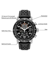 Citizen Eco-Drive Men's Chronograph Black Leather Strap Watch 44mm