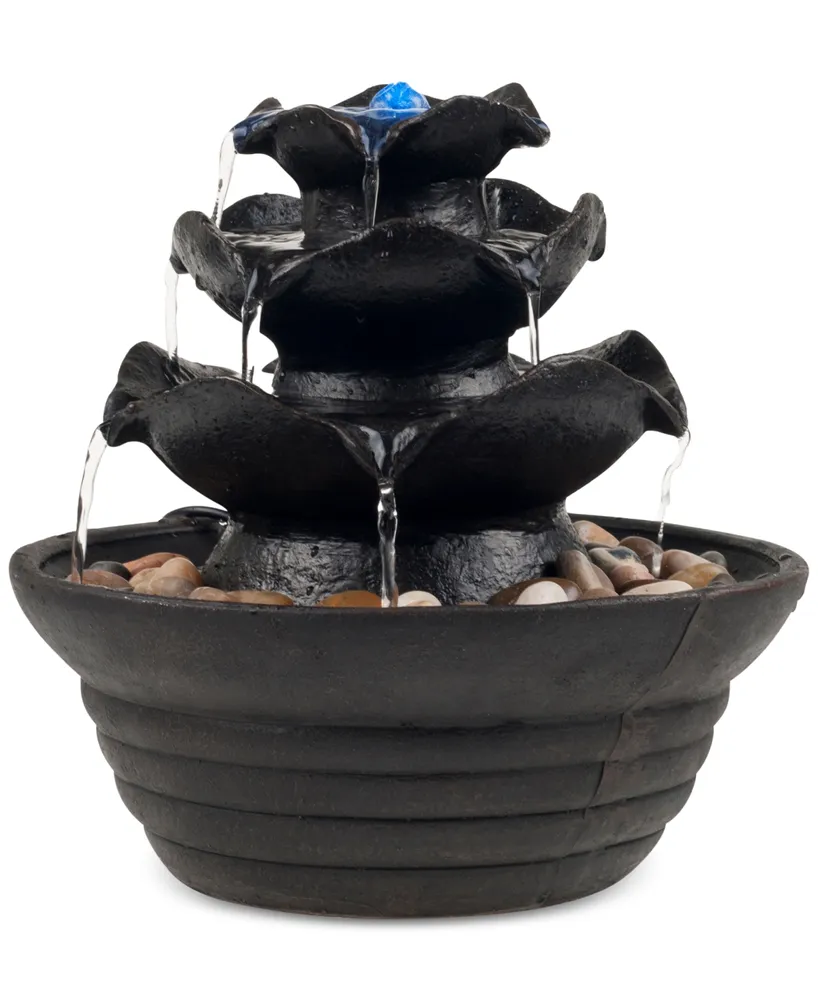 Pure Garden 3-Tier Cascading Tabletop Fountain with Led Lights